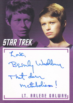 Beverly Washburn as Lt. Arlene Galway in The Deadly Years Inscription Autograph card