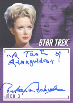 Barbara Babcock as Mea 3 in A Taste of Armageddon Inscription Autograph card