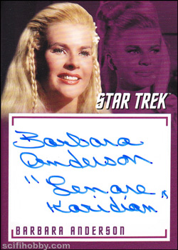 Barbara Anderson Quantity Range: 25-50 Autograph card