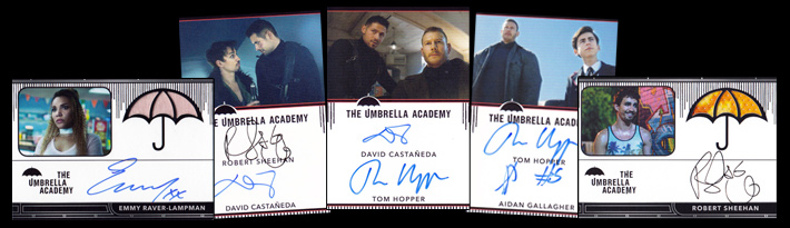 Autograph cards of Hopper, Castaneda, Gallagher, Raver-Lampman